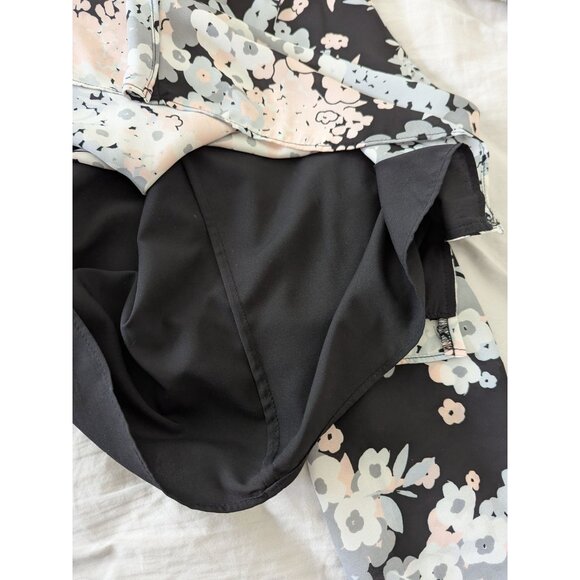 Floral Print Ruffle Front Chiffon Blouse With Mock Neck-lp - Picture 11 of 15